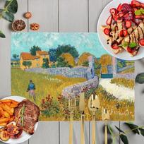 Aliejinė tapyba Meno padėkliukas Van Gogo Saulėgrąžos Kaimo stilius Spausdintas valgomojo stalo stalo indų izoliacinis kilimėlis Namų dekoracija 8PC-32X42cm