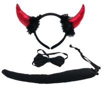 Devil Costume Kits Halloween Party Prop Devil Ears Headband Bow Tie Tail Set Cosplays Performances Prop for Women Kids