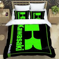 3D Retro spausdinimo K-Kawasaki motociklo logotipas patalynės komplektas Elegantiškas patalynės komplektas Antklodės užvalkalas Lovo užvalkalas Prabangi gimtadienio dovana AU Single(140*210cm)3pcs