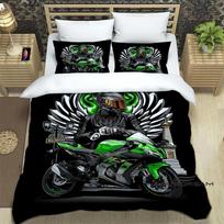 3D Retro spausdinimo K-Kawasaki motociklo logotipas patalynės komplektas Elegantiškas patalynės komplektas Antklodės užvalkalas Lovo užvalkalas Prabangi gimtadienio dovana AU Single(140*210cm)3pcs