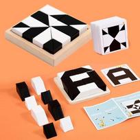 Montessori Geometrinių figūrų dėlionės, Konstruktoriaus kaladėlės, Medinė 3D dėlionė, Vaikų edukacinis, Loginio mąstymo treniravimo žaidimas, Dovanos white