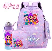 4 vnt./rinkinys Anime mielas K-POP spausdintas kuprinė didelės talpos mokyklinė rankinė dėklas su 750 ml vandens buteliuku berniukui mergaitei mokyklinė kuprinė atspari vandeniui Mochila pink