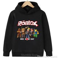 Roblox vaikiškas komplektas su gobtuvu Rudens bliuzonas su žaidimo personažo spaudiniu Berniukų Mergaičių Madingi drabužiai 120 black