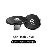 Automobilio USB Type-C atmintinė Mini atmintukas Muzikos įrenginio priedai Citroen C4 C3 C5 C1 C2 Berlingo Celysee Cactus Picasso black