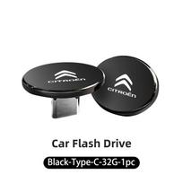 Automobilio USB Type-C atmintinė Mini atmintukas Muzikos įrenginio priedai Citroen C4 C3 C5 C1 C2 Berlingo Celysee Cactus Picasso black