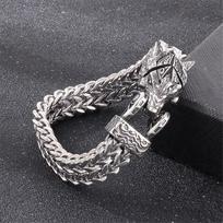 Punk Vikingai Šiaurės Vilko Apyrankės Vyrams Nerūdijančio Plieno Motociklininkų Gyvūnų Apyrankės Šiaurės Mitologijos Papuošalai Vilkas Gyvatė Erelis 19cm gray