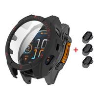 Stiklinis+PC dėklas Garmin Fenix 8 51mm 47mm 43mm AMOLED saulės įkrovimo ekrano apsauga Grūdintas stiklas Buferis Apsauginis dangtelis Priedai Fenix 8 51mm AMOLED gray