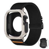 Case+Nylon Strap For Apple Watch S11 S10 42 46mm 9 8 7 6 5 4 SE3 PC+TPU Protective For Iwatch Ultra 3 49mm 45mm 41 44 40mm 38mm Series 10 46mm black