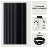 Magnetinė Sulankstoma Lino Vonios Užuolaida Vandeniui Nelaidi Dušo Kabinai - Reguliuojamas Kotas Nepridedamas 200*200cm juoda