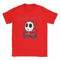 Super Mario Bros Shy Guy Paprastas marškinėlis Unisex 100% medvilnės Laisvalaikio marškinėlis Apvalus kaklas Marškinėliai Trumpomis rankovėmis Drabužiai Vasara S red