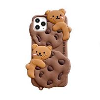 Mielas animacinis sausainukas meškiukas dirželis telefono dėklas skirtas iPhone 17 16 15 14 Plus 13 12 11 Pro Max Atsparus smūgiams apsauginis dangtelis iPhone 12 Pro Max