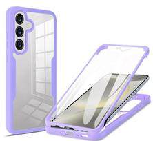 360 laipsnių visiškai skaidrus dėklas, skirtas Samsung Galaxy A07 A17 A37 A57 5G, atsparus smūgiams TPU, skaidrus PC, su ekrano apsauginiu dangteliu For Galaxy A07 violetinė