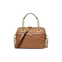 MICHAEL KORS Blaire classic old flower printed chain, commuter fashion design, artificial leather, shoulder handbag, mini, women's, cowhide brown ruda