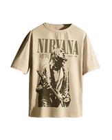 Nirvana Roko grupė 2026 m. vasara Unisex marškinėliai 100% medvilnė unisex gatvės mada trumpos rankovės Laisvi patogūs Y2K kokybės marškinėliai S beige