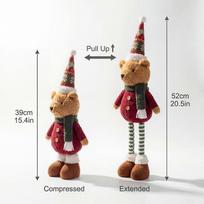 Nordic Christmas Extendable Teddy Bear Ornament brown