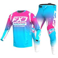 NAUJAS 2026 FXJ rožinis enduro motocross aprangos komplektas mx marškinėliai kelnės žalia motociklininko apranga mtb carracing kostiumas Off Road įranga XXL - 38 rožinė