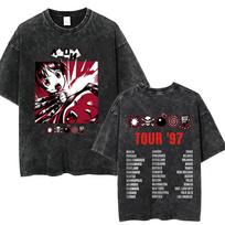 Washed Vintage Rock Band Kmfdm Symbols Tour 97 T-shirt Men Women Retro Gothic Punk Anime Streetwear Men's Casual Cotton T Shirts 3XL įvairiaspalvis