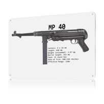 MP  Sub Machine Gun Metal Poster Customized Wall Art Retro Vintage Tinplate Signs for Office Decor Room Luxury Decoration Home 20x30cm（7.8x11.8inch） gray