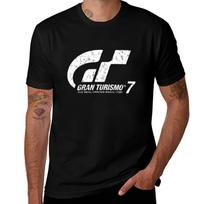 Gran Turismo 7 Nusidėvėjęs Logotipas Marškinėliai Paprasti trumpomis rankovėmis su apvalia iškirpte L black
