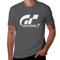 Gran Turismo 7 Nusidėvėjęs Logotipas Marškinėliai Paprasti trumpomis rankovėmis su apvalia iškirpte 4XL black