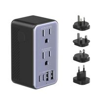 Travel Voltage Converter 220V 100V Conversion Universal Adapter 1 Wide Socket + Step-Down 4 USB Ports (2 USB-C) Compatible Types BF C O Supports USA