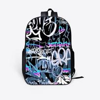 Mėlynas Trend Mados Grafiti Berniukas Studentas Mokyklinė Kuprinė Didelės Talpos Kuprinė 43*33*3 black
