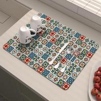 Kitchen Countertop Drain Mat, Diatomaceous Earth Absorbent Mat, Tabletop Dish Drying Mat, No-Wash Coasters and Tea Coasters 30*40cm gray