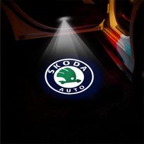 1/2 vnt. LED HD automobilio durų pasitikimo lemputė Automobilio logotipo projektoriaus šviesa Skoda Kodiaq Octavia Fabia Karoq Enyaq Kamiq Superb Scala RS 3 xkzm13 black