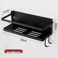 Foldable Magnetic Refrigerator Side Rack & Wall-Mounted Spice Organizer with Cling Film Hanger 30cm black