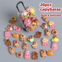 Capybara Mini Suitcase Pretend Play Toy Cartoon Luminous Figurine Cute Desktop Ornament Mini Decor Gift (as the picture,random Color) gray