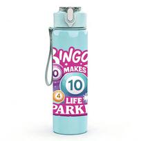 1PC Bingo Sparkle Prize Color Logo 750ml Color Plastic Sports Water Bottle Leakproof Flip Straw Lid Suitable for Sports Office Home Use tamsiai mėlyna