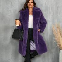 Kailinis ir dirbtinio kailio paltas Apykaklė Lapės kailio imitacija Žieminis moteriškas kailinis paltas Madingas Temperamentingas Šiltas moteriškas kailinis paltas H217 XXXL violetinė