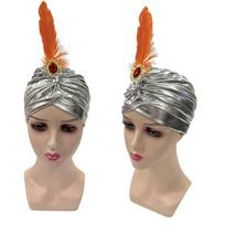 Rhinestones Arab Pleated Turban Arabian Hats Sultan Costume Headwear Indian Pleated Cap  Halloween sidabras