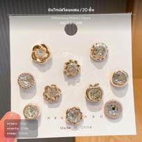 2Piece Metal discreet Button, bead Snap, Decorative fastener pin Pearl Mixed 20pcs Rhinestone Mixed 20pcs