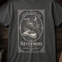 Comfort Colors Edgar Allan Poe Raven T-Shirt: Nevermore Gothic Literary Tee 2XL gray