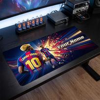 Lamine Yamal individualus didelis pelės kilimėlis, personalizuotas tekstas su vardu, futbolo logotipas, neslystantis stalo kilimėlis, žaidimų dovana 30cmx80cm