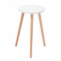 Gėlių vazono laikiklis, tvirto medžio, apvalus augalo stovas, minimalistinio dizaino, medinis, svetainei Natural Wood_White Desktop No.4
