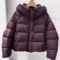 Women Cotton Padded Jacket Winter Short Hooded Loose Cotton Coat Korean Women Parkas Coat Solid Outwear Women Puffer L violetinė