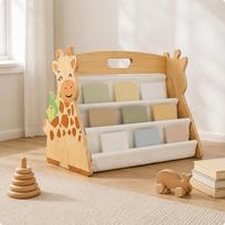 Žirafos knygų lentyna Medžio apdaila Išpjova paveikslui Šoninės panelės beige