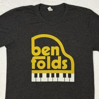 Ben Folds Band T-Shirt Piano Keys Logo Heather Gray Gold Graphic Tee Size Small XXXXL black