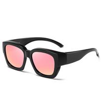 Polarized Fit-over sunglasses cover over overlay prescription glasses myopia man women car driver large size transfer eyewear black rožinė