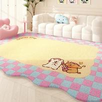 Dopamino spalvos kilimai svetainei Mergaitiško stiliaus miegamojo dekoras Kilimas netaisyklingos formos rožinis pliušinis kilimas Mielas pūkuotas minkštas kilimėlis 80x120cm