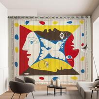 Garsus paveikslo užuolaida Picasso taikos balandis Nordic Minority meno užuolaidos audinys abstraktus realizmas miegamojo nuo grindų iki lubų langas (70W245H)x2(CM)&Rod Pocket yellow