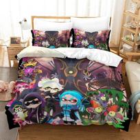 Splatoon 3 patalynės komplektas Viengulis Twin Pilnas Queen King Dydžio Lovatiesės Komplektai Suaugusiems Vaikams Miegamojo Antklodės Užvalkalų Rinkiniai 3D Spausdinimo Anime Patalynės Lakštų Rinkinys US Queen 228x228cm