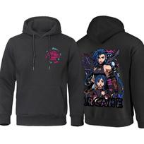 Arcane Hoodie Vyrams Anime Jinx Hoodies Ruduo Aukštos Kokybės Vilnos Palaidinė Gatvės Stiliaus Hoody Laisvas Dydis Vyriški Drabužiai Hoodies & Palaidinės Vyriškos M juoda
