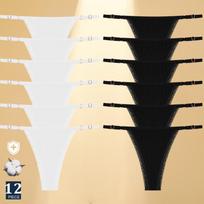12 vnt. Seksualios G-string kelnaitės Medvilniniai Moteriški apatiniai Reguliuojamas juosmuo Mergaitės Moteriškos kelnaitės Bikini Ponios G-string apatinis trikotažas L&Fast shipping white