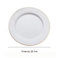 Jingdezhen Baltas porcelianas Steiko lėkštė Sushi Desertinė plokščia lėkštė Auksu apvesta viešbučio restorano vakarienės lėkštė Apvali vakarietiško maisto lėkštė