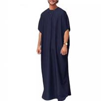 Musulmonų Artimųjų Rytų Arabų Dubajaus Vyriški Marškiniai Tradicinė Ilga Roba Elegantiški Drabužiai Patogus Lengvas Audinys 4XL tamsiai mėlyna spalva