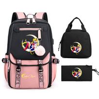Sailor Moon Animacinis Pirmokų Kuprinė Lengva Vidurinės Mokyklos Kuprinė Moteriška Didelės Talpos Kelioninė Rankinė black