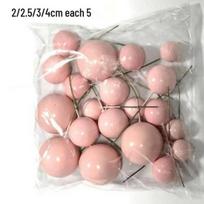 Gold & Silver Macaron Cake Toppers: 20 Foam Balls for Birthday Decorations beige